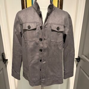Mens Trucker Jacket in Super Soft Suede Grey Size Large NWT